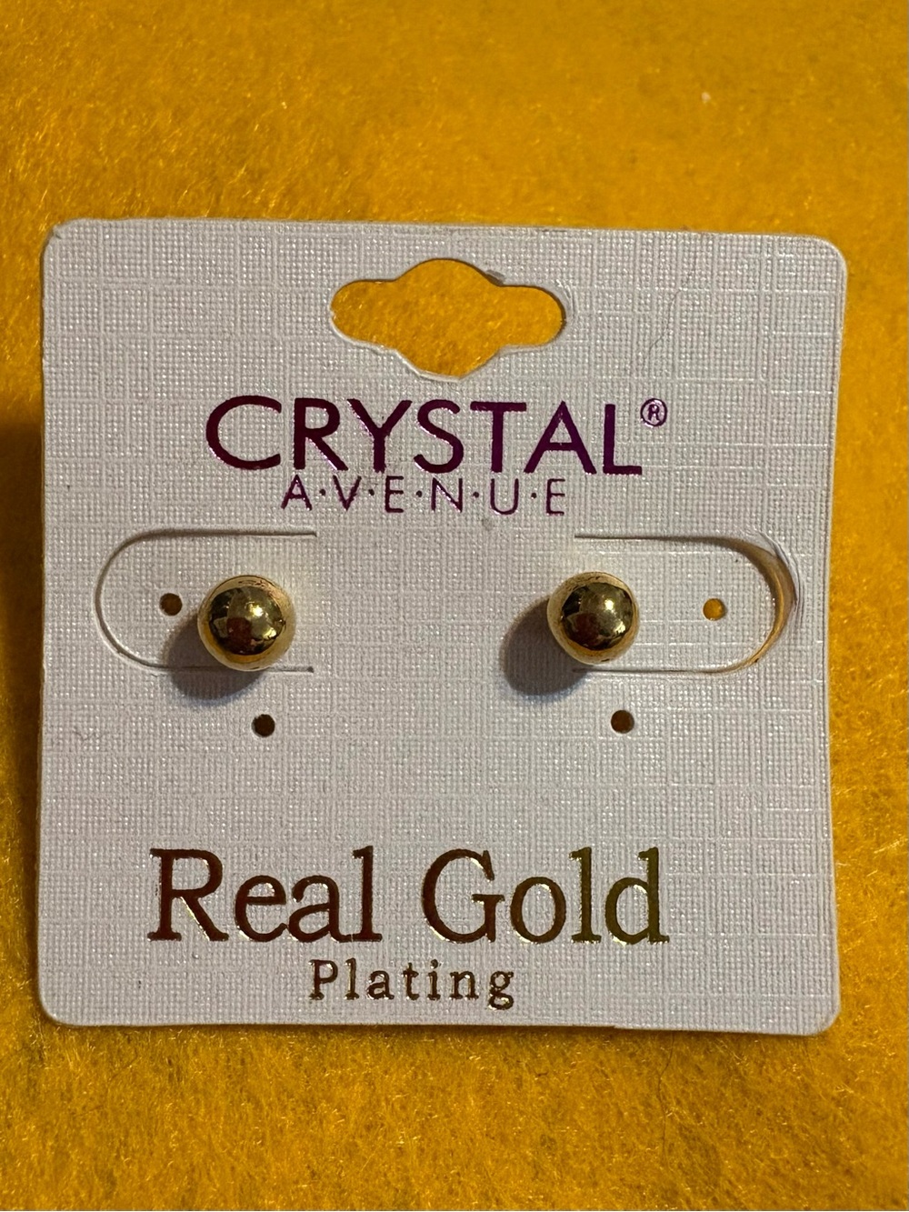 Crystal Avenue Gold Plated Ball Stud Earrings